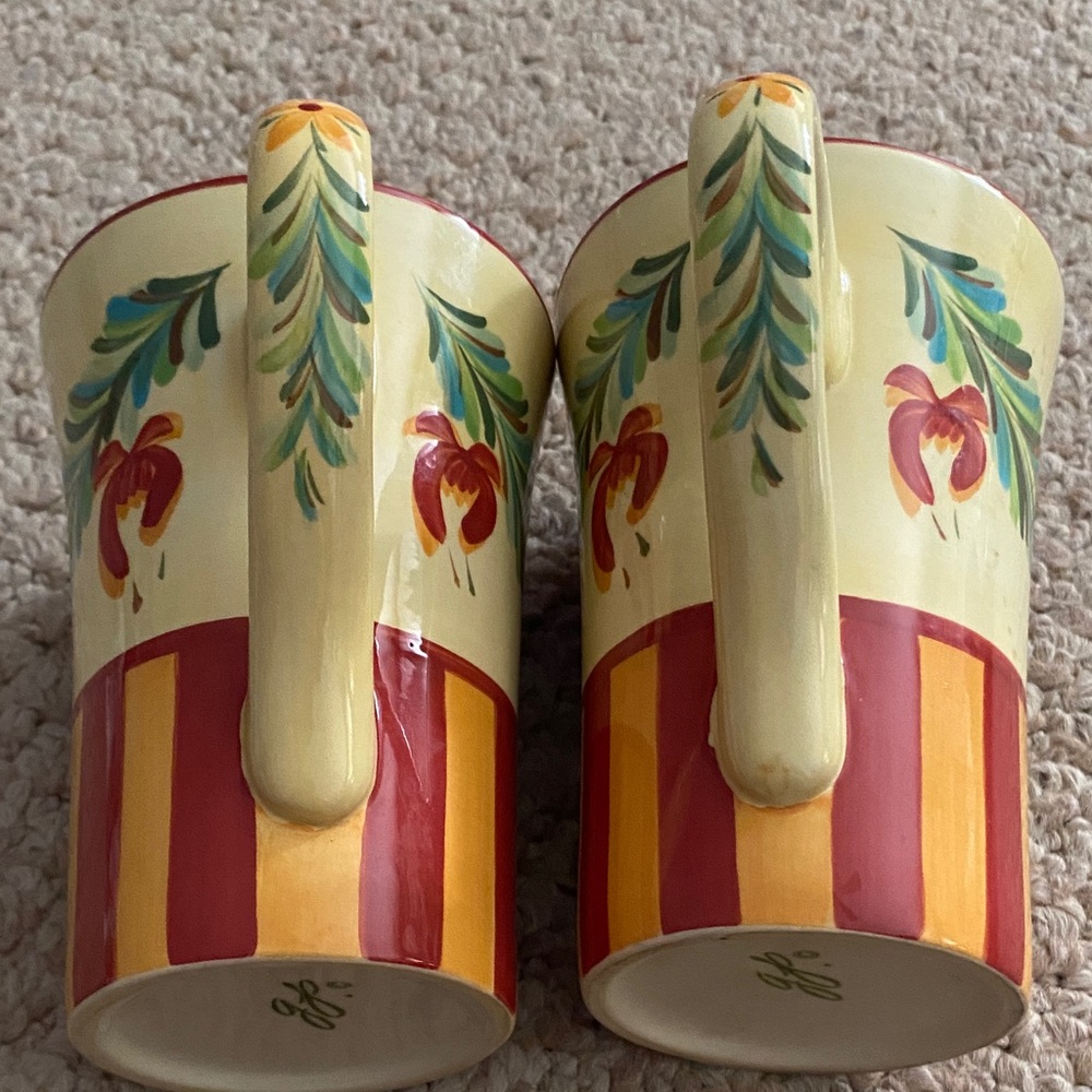 2 Vintage Gail Pittman Hand Painted coffee mugs Siena  Garland Pattern - Picture 11 of 17